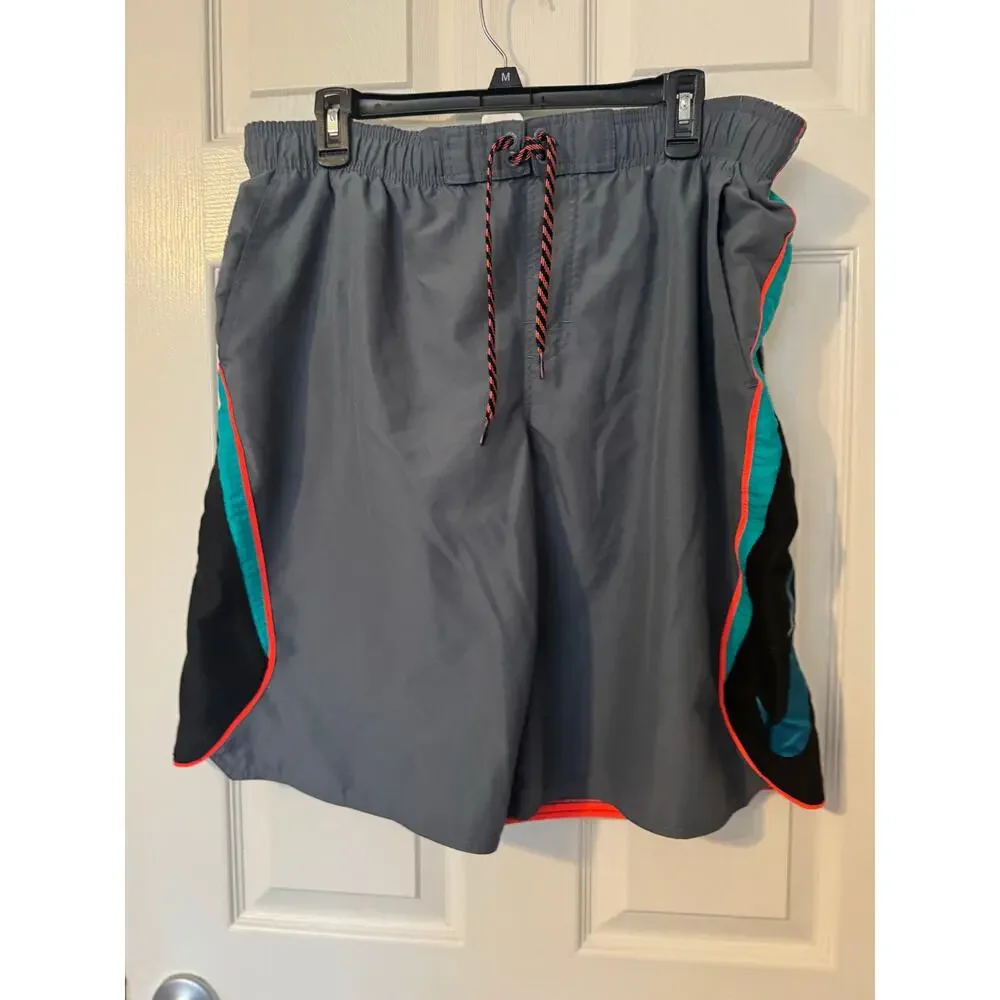 Nike Classic Color Block Swim Trunks Gray and Blue Sz: XL